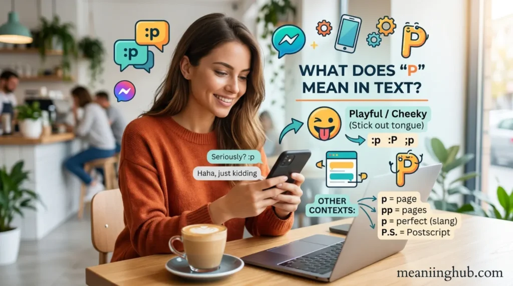 What does p mean in text