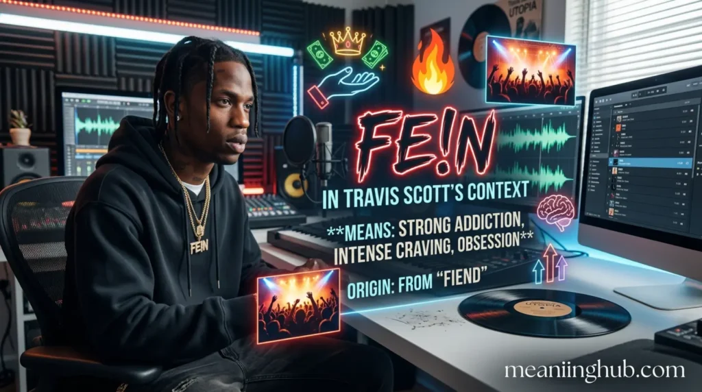 What does fein meaning travis scott mean in text